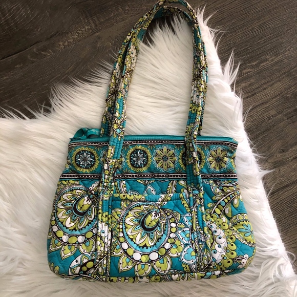 Vera Bradley Handbags - Vera Bradley Green Blue Peacock Print Shoulder Bag